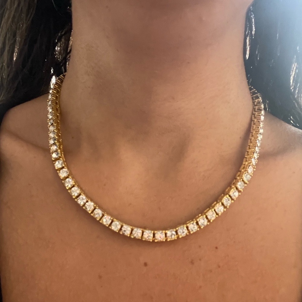 gold plated tennis necklace 18” - Picture 3 of 4